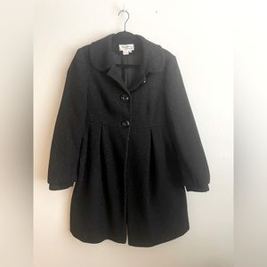 Helene Berman Glitter Detail Wool Swing Coat